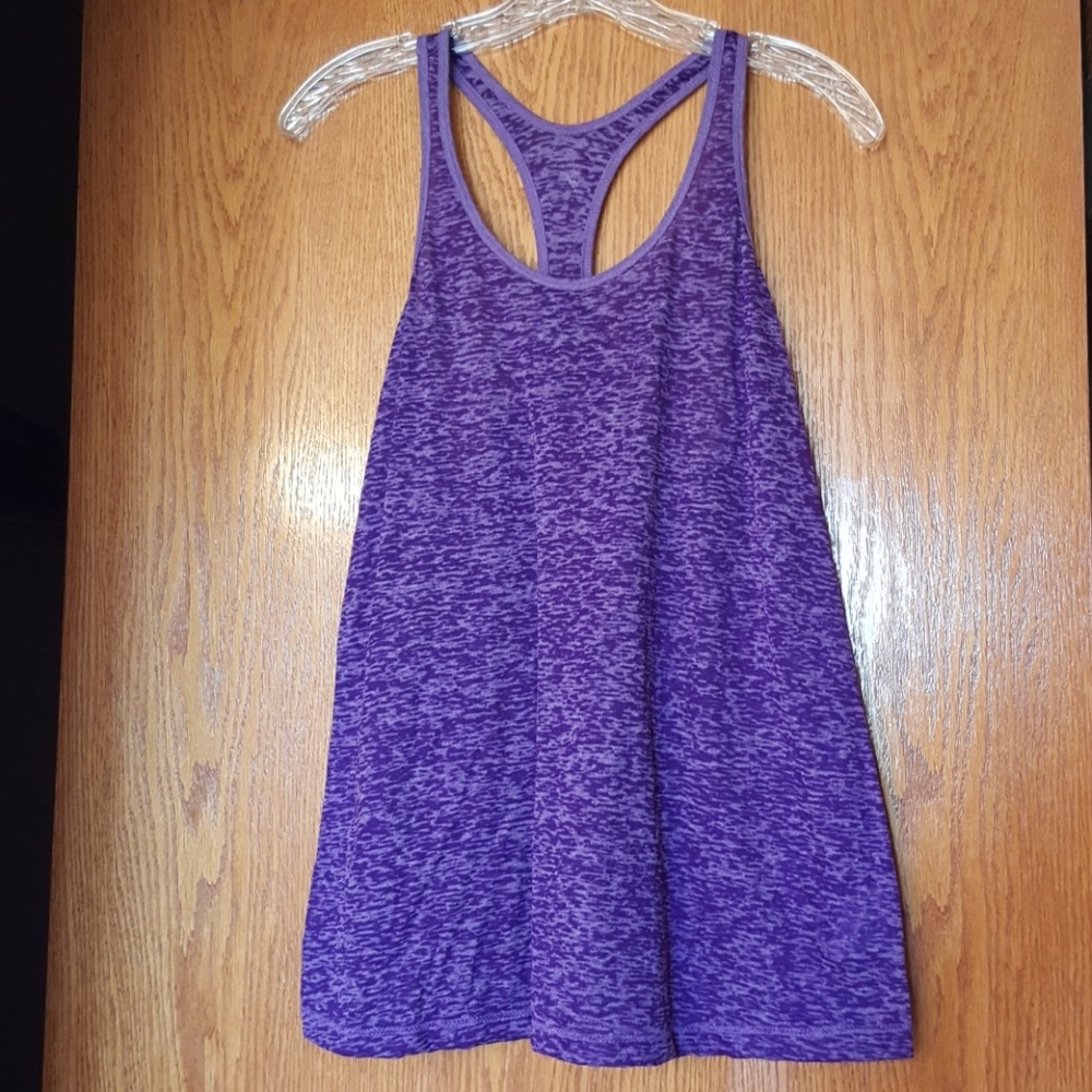 Purple burnout racer back work out tank top